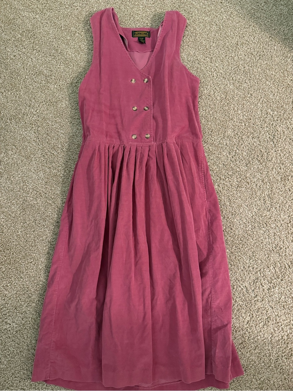 Eddie Bauer Rose Pink Corduroy Double-Breasted Maxi Dress
